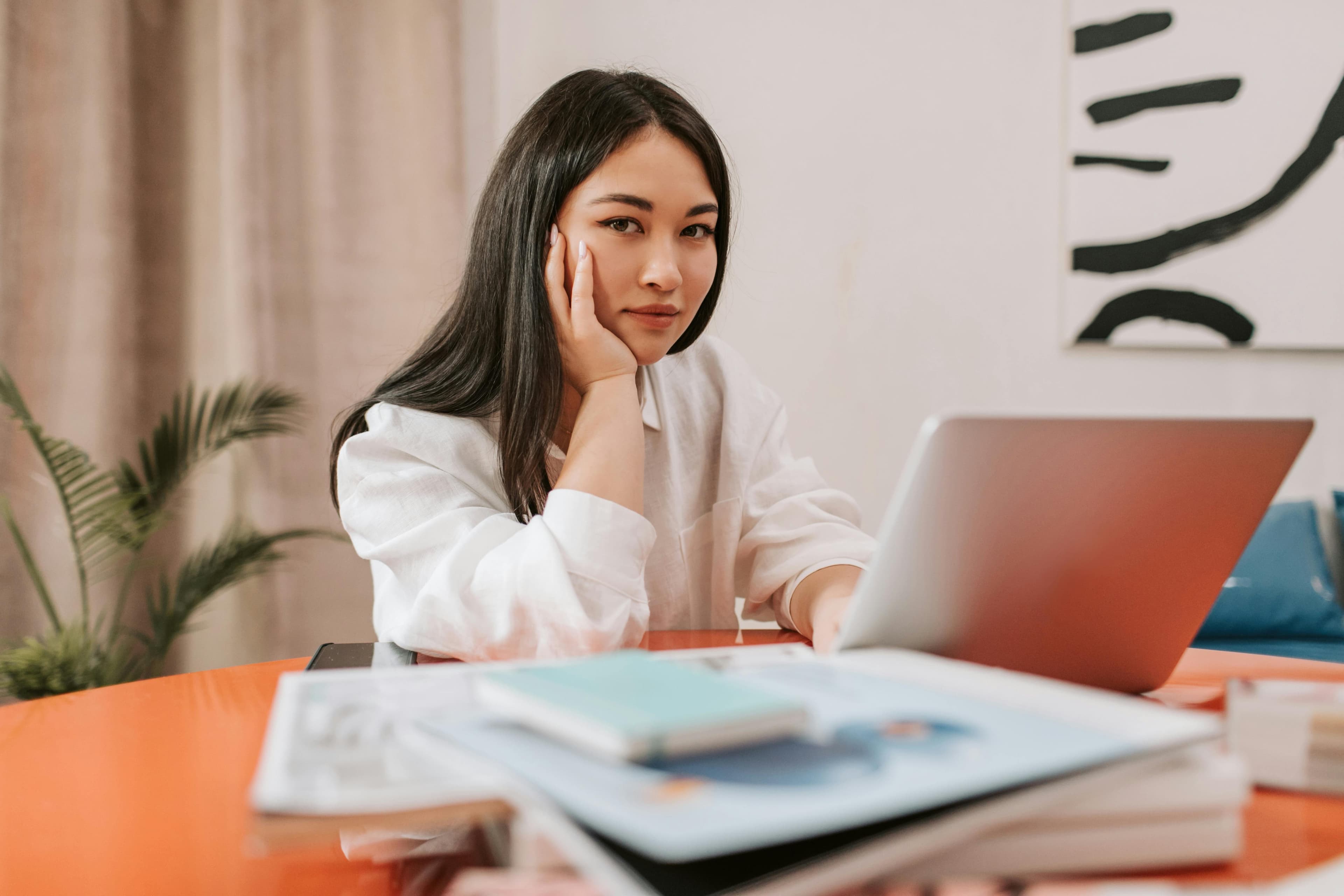 Woman in front of laptop
